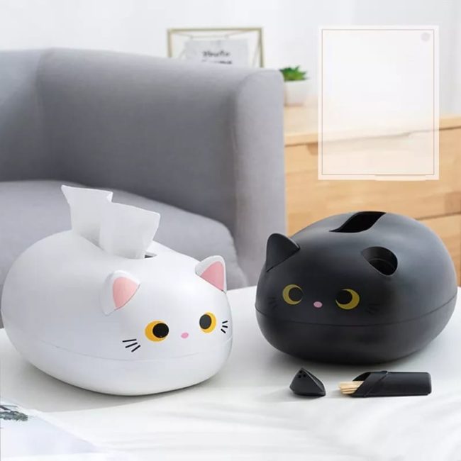 Whimsical Cat-Shaped Tissue Box