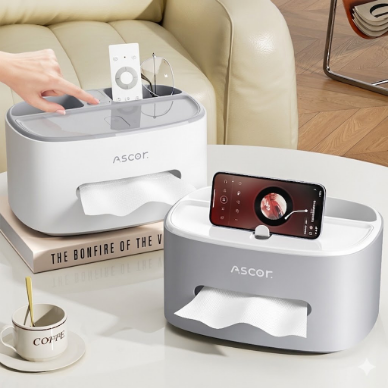 Multifunctional Desktop Organizer & Tissue Box Station