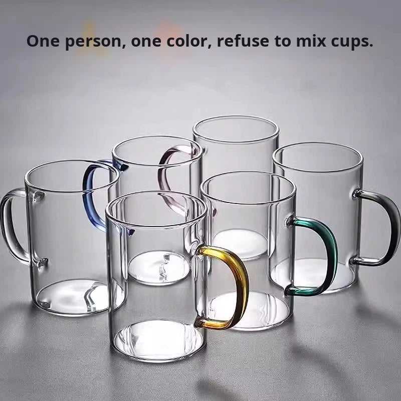 450 ML Set of 6 Clear Borosilicate Glass Cup with Handle Heat Resistant Transparent Glass Cups