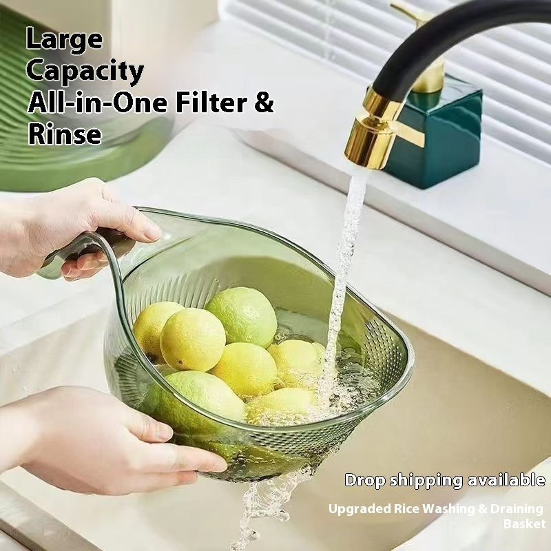 Transparent Rice Washing and Straining Bowl