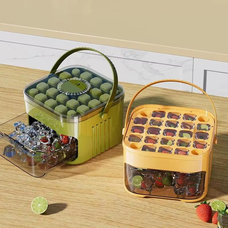 One-Click Easy Release Ice Cube Maker Set – Double-Layer 50-Cube Mini Ice Tray