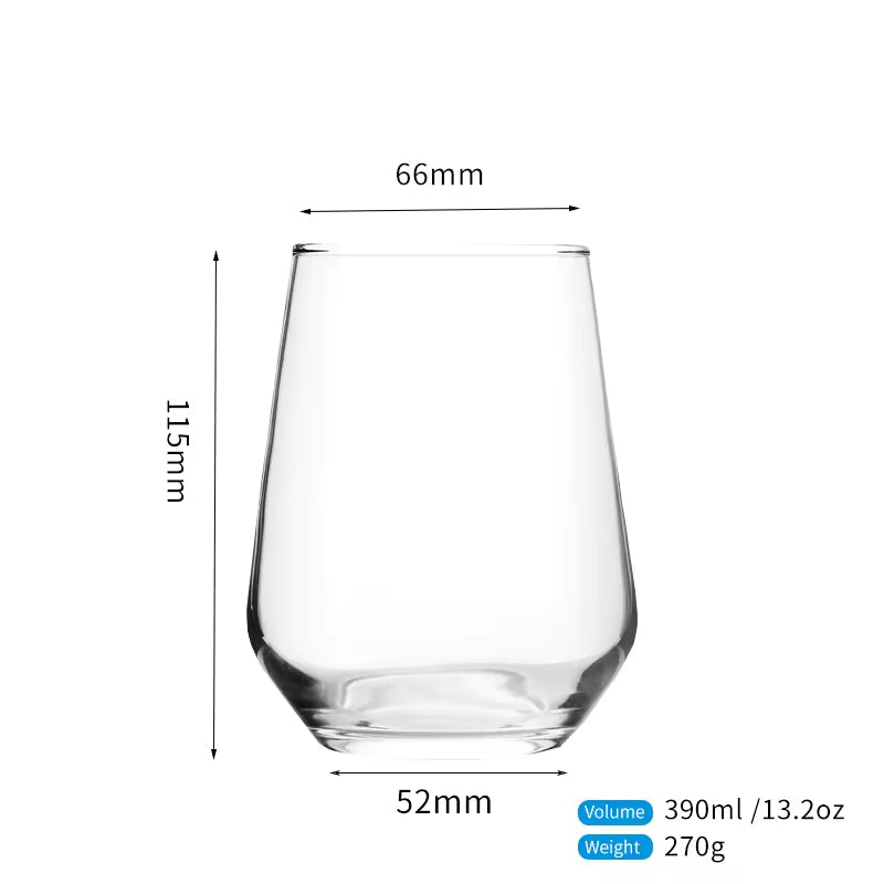 Set of 6-370ml Clear Water Beverage Glass Cup