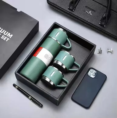 500ml Stainless Steel Vacuum Flask Gift Set 3 Lids Business Thermal Mug for Coffee