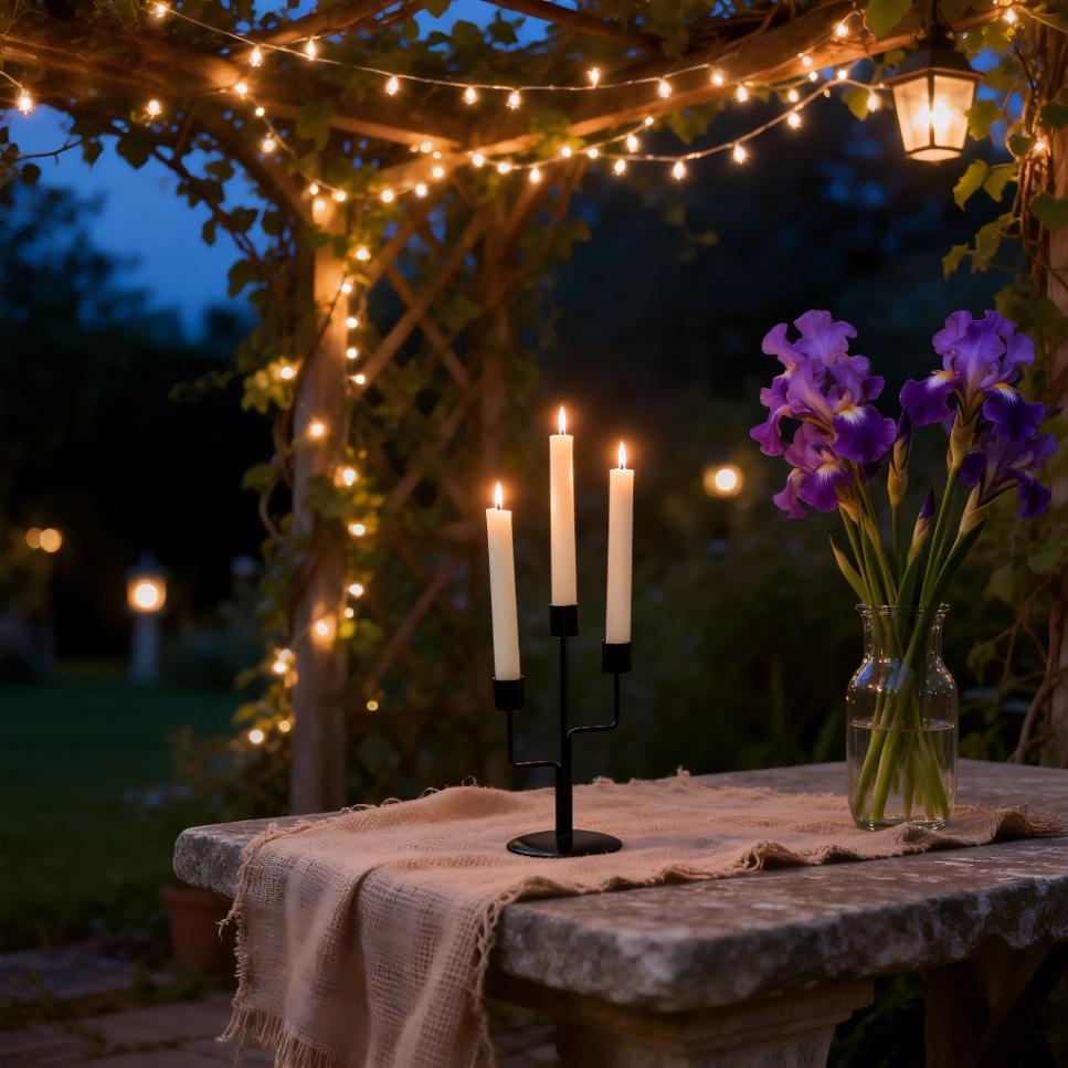 Contemporary Nordic 3-Stem Candelabra – Matte Black