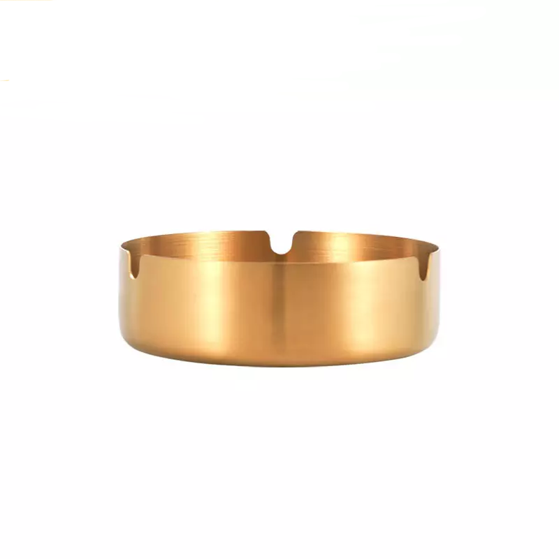 Gold Small Round Stainless Steel Ashtray Cigar
