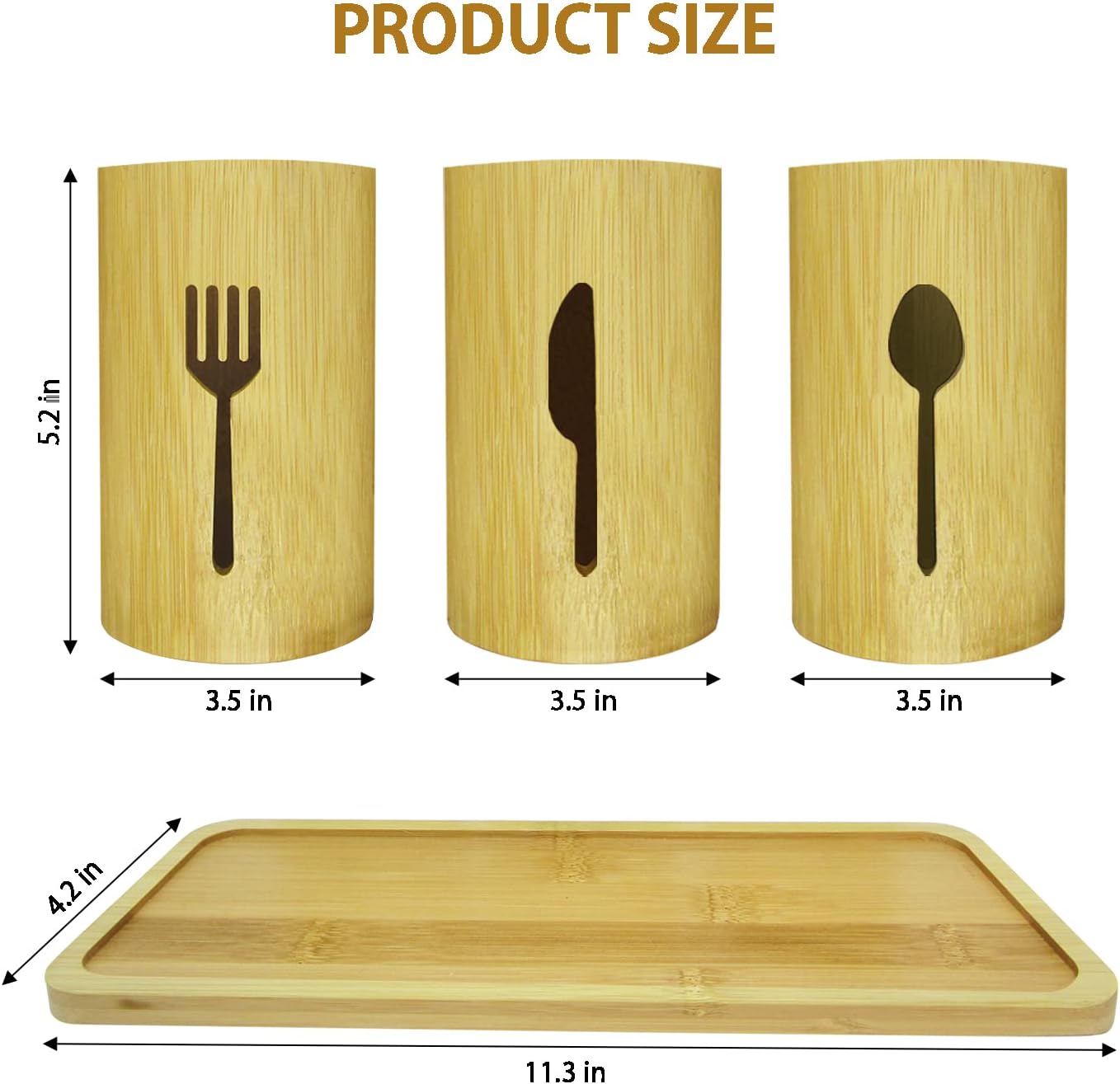 Bamboo Cutlery Holder Caddy Organizer