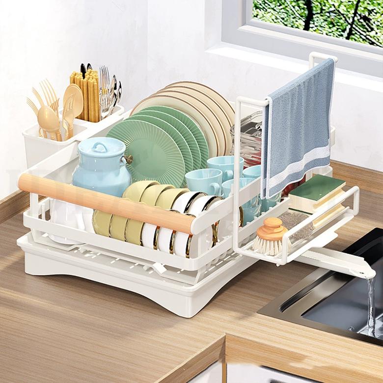 Multi-Functional Kitchen Dish Drying Rack – Arctic White