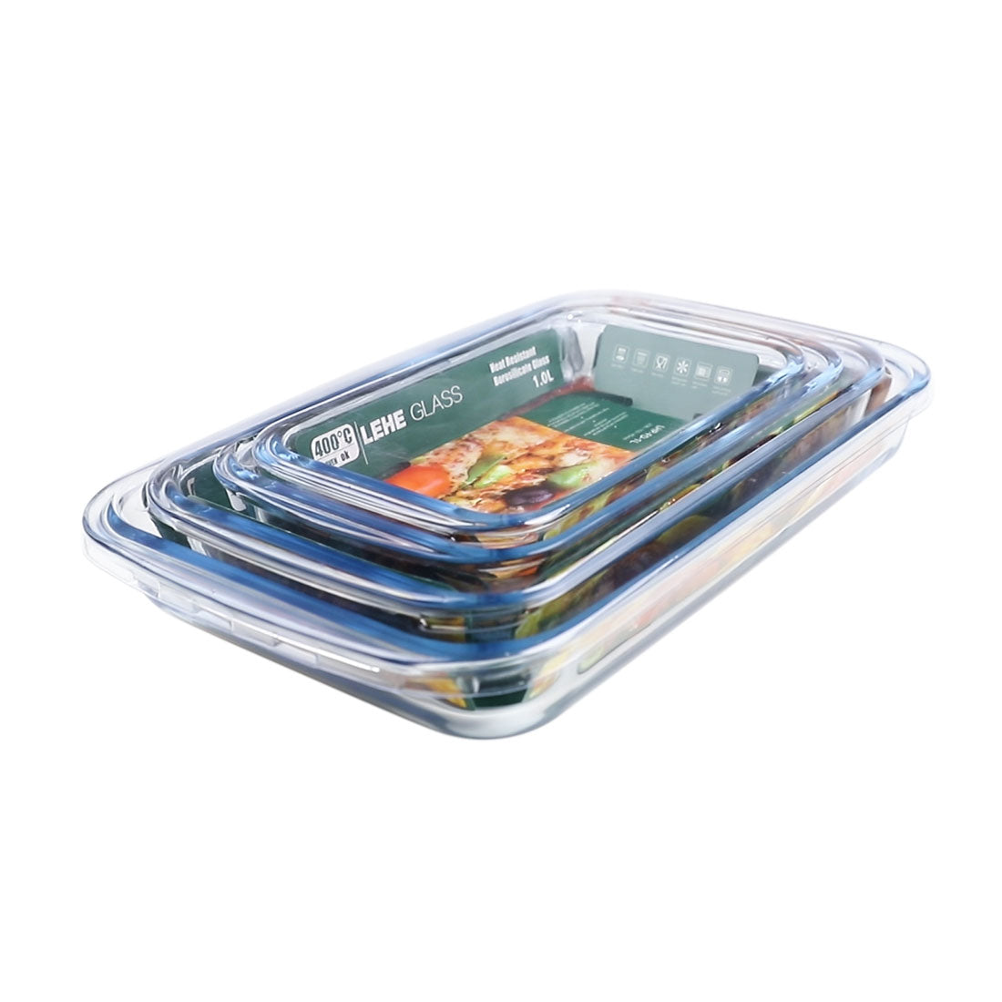 Set of 3-Rectangle Heat Resistant Glass Bakeware- Pyrex