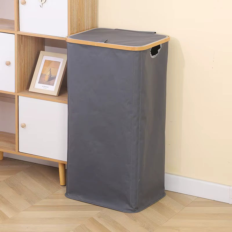 Fabric Laundry Hamper with Bamboo Rim & Removable Inner Bag