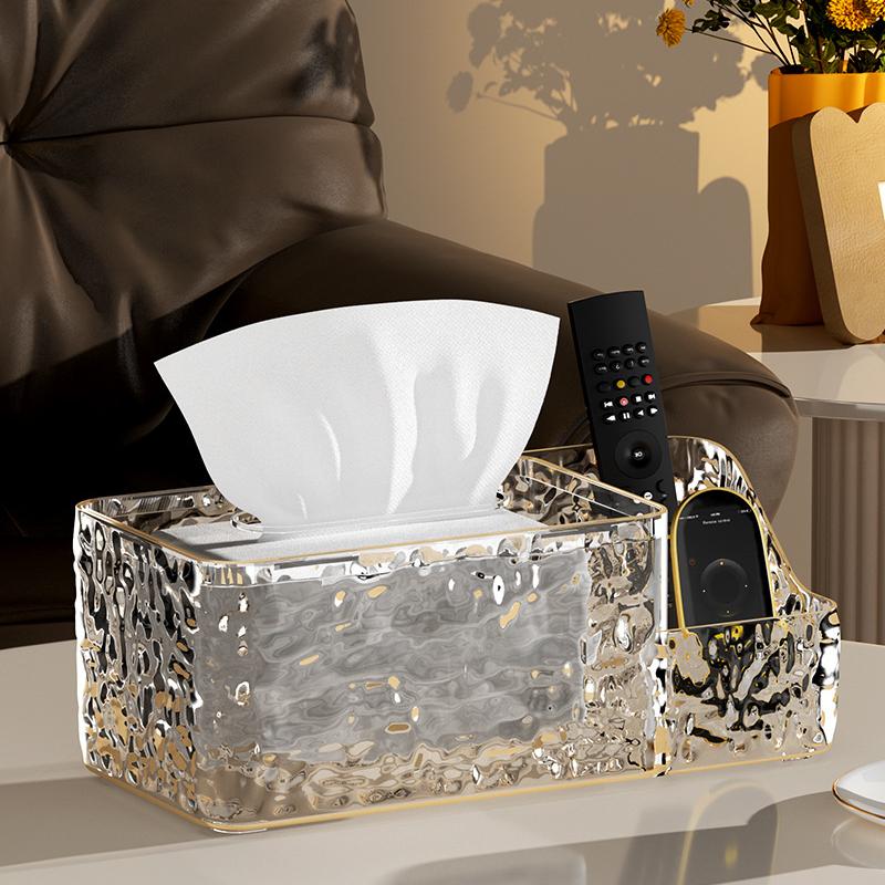 Pattern Plastic Folding Storage Box with Tissue Box-Available in 2 colors