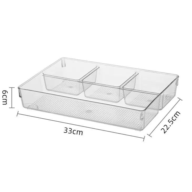 Clear Acrylic 4-Compartment Drawer Organizer Tray