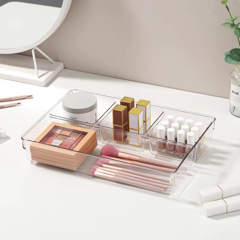 Clear Acrylic 4-Compartment Drawer Organizer Tray
