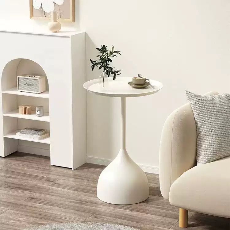 white metal round side coffee table