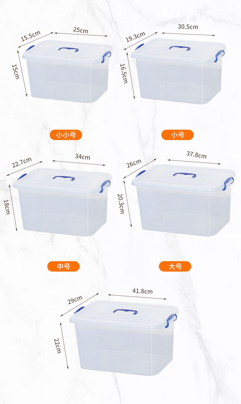 Set of 5 Multi-Size Clear Storage Bins with Secure Snap-Lock Handles