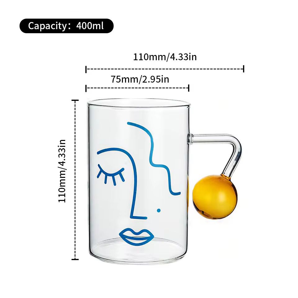 400ML PORTRAIT PATTERN GLASS MUG