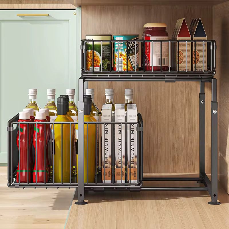 Premium 2-Tier Lifting and Folding Pull-Out Under-Cabinet Organizer