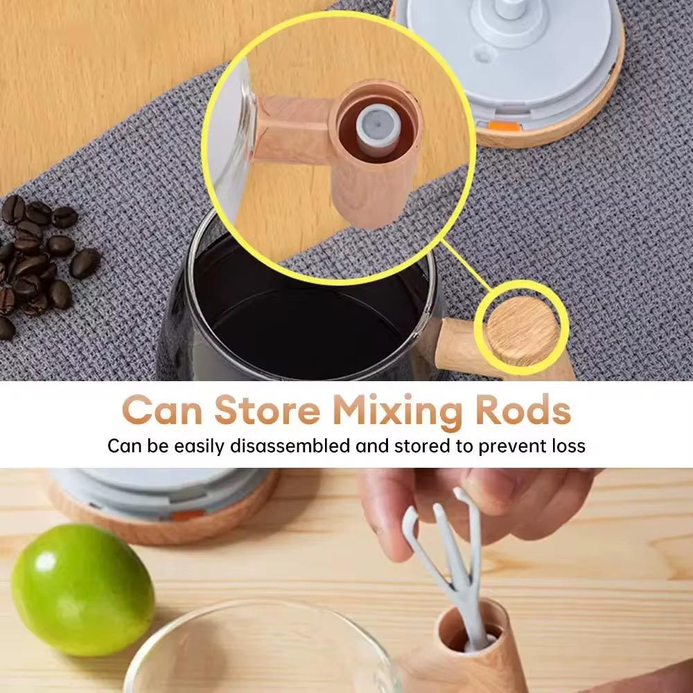 Automatic Magnetic Stirring Coffee Carafe with Natural Wood Finish