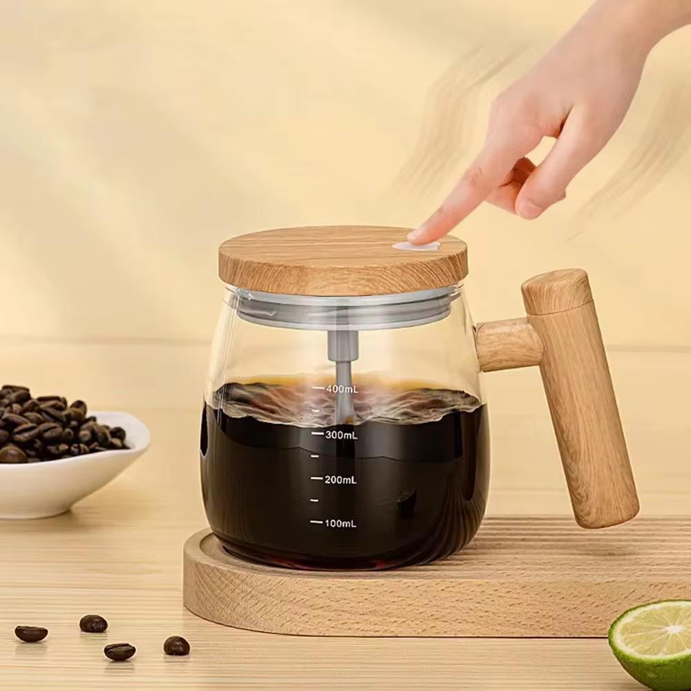 Automatic Magnetic Stirring Coffee Carafe with Natural Wood Finish