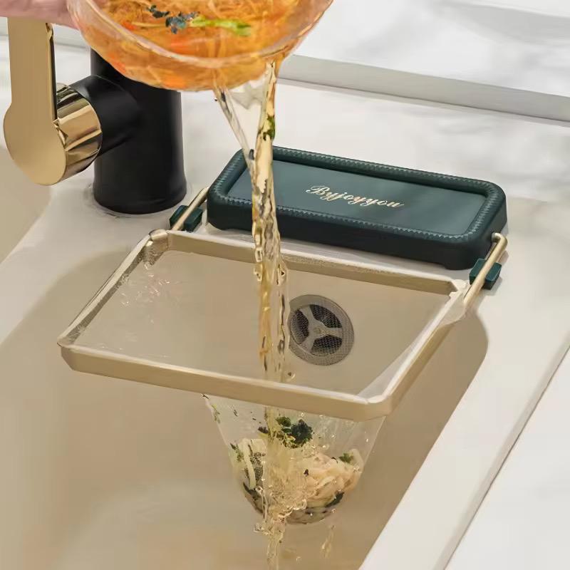 Space-Saving Foldable Sink Strainer and Mesh Filter Bag System