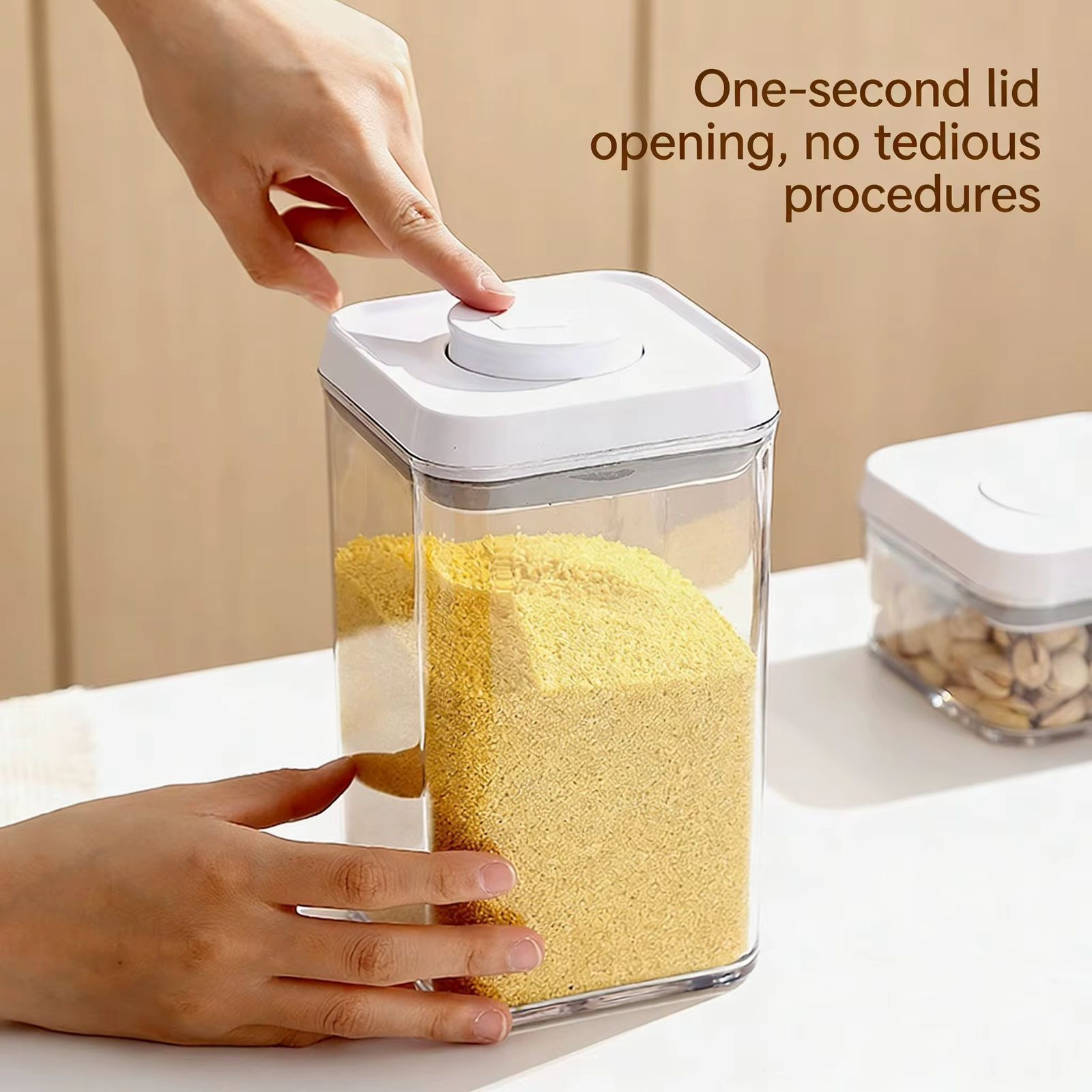Airtight Kitchen Storage Containers Set – Clear Food Storage Jars with Easy Lock Lid