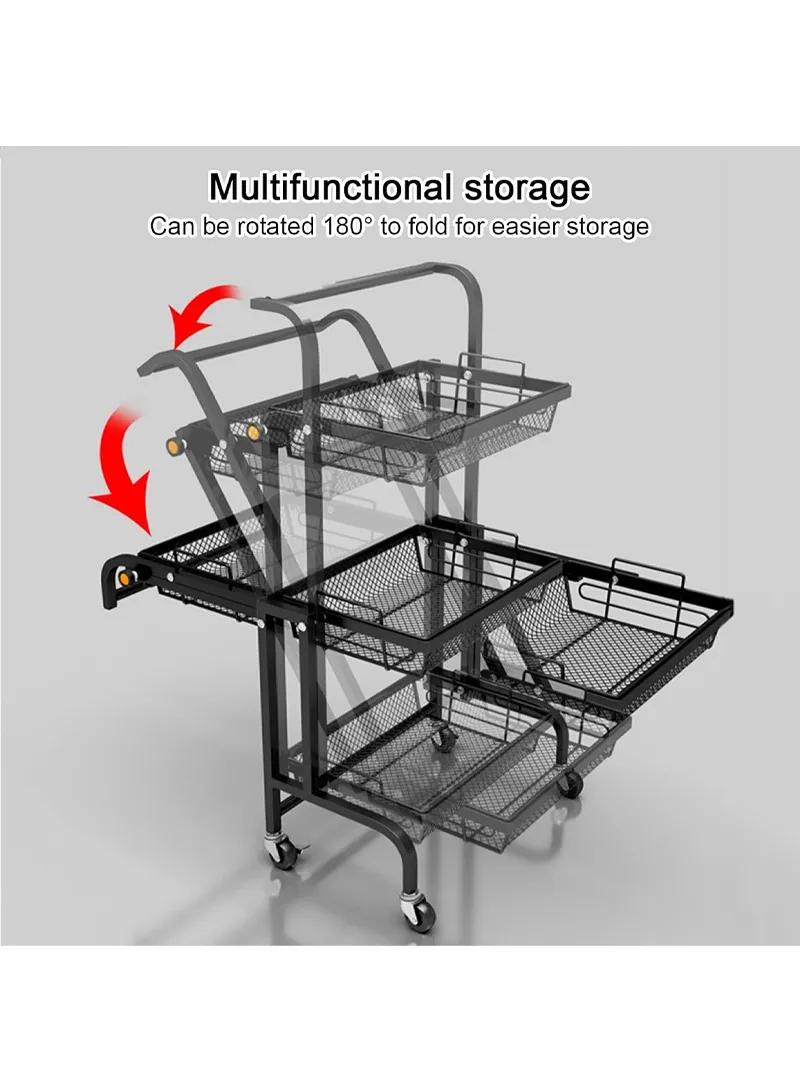 3-Tier Rotating Rolling Storage Cart – 90° / 135° / 180° Adjustable