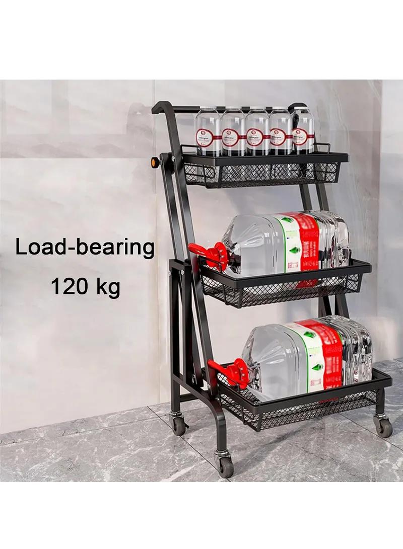 3-Tier Rotating Rolling Storage Cart – 90° / 135° / 180° Adjustable