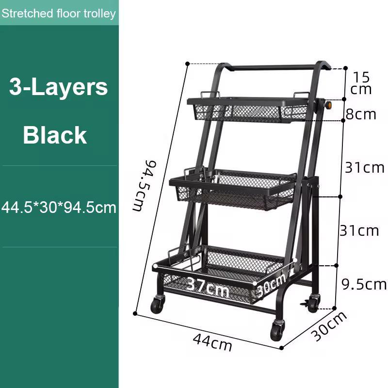 3-Tier Rotating Rolling Storage Cart – 90° / 135° / 180° Adjustable