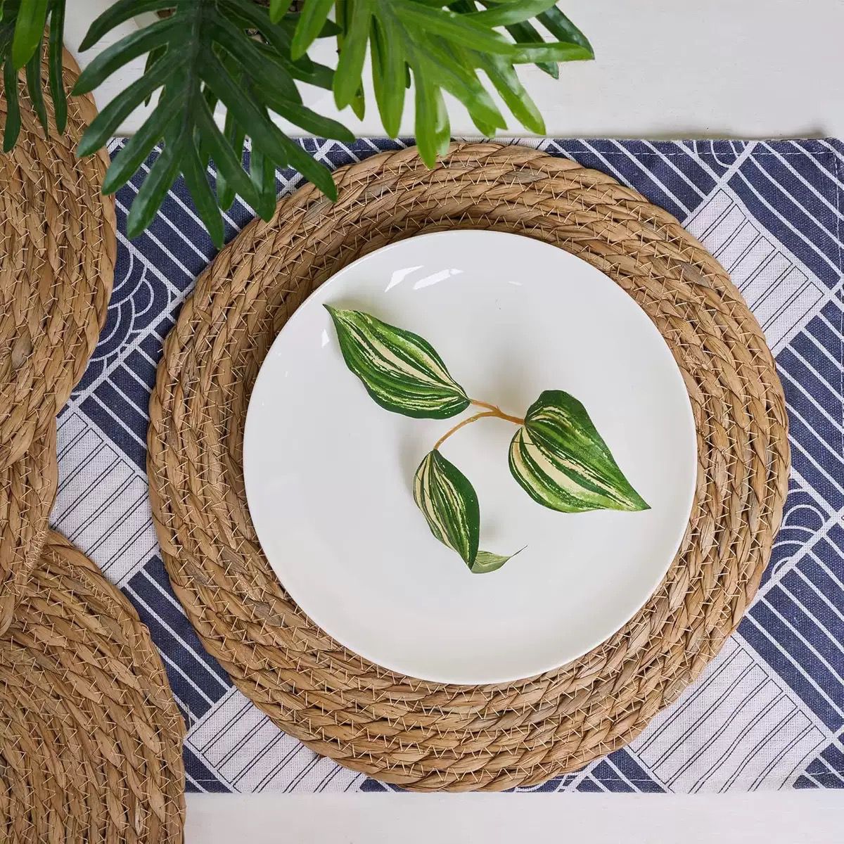 38cm Handmade Woven Round Placemat Heat Resistant for Dining Table-1 Piece