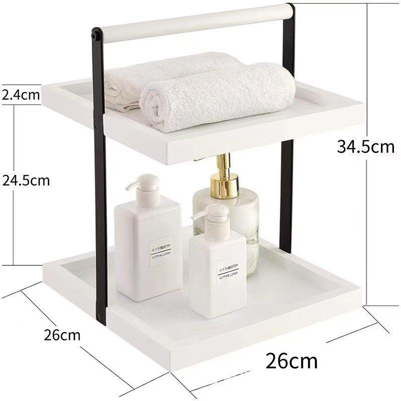 2-Tier Rustic Wood Bathroom Vanity Organizer