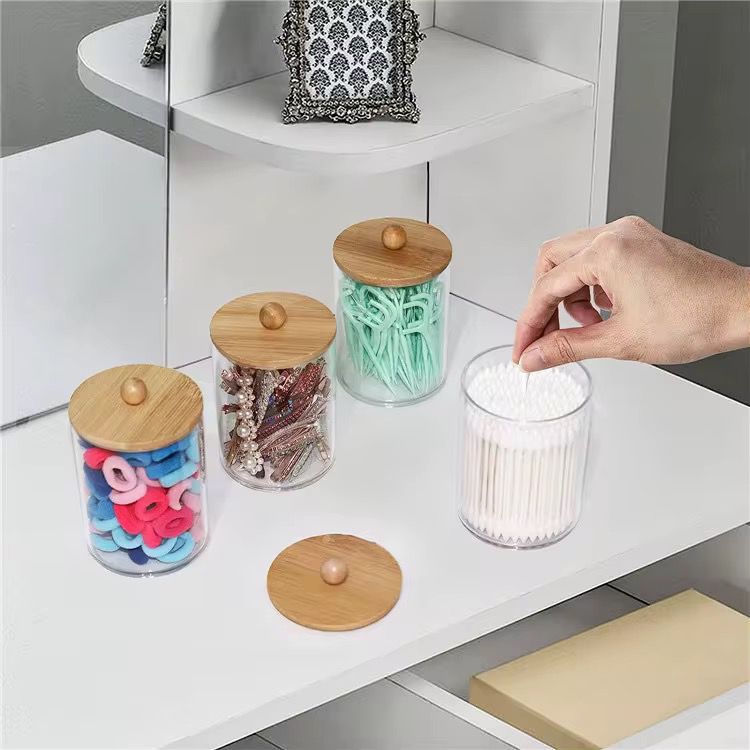 Clear Acrylic Jar with Natural Bamboo Lid-1 Piece