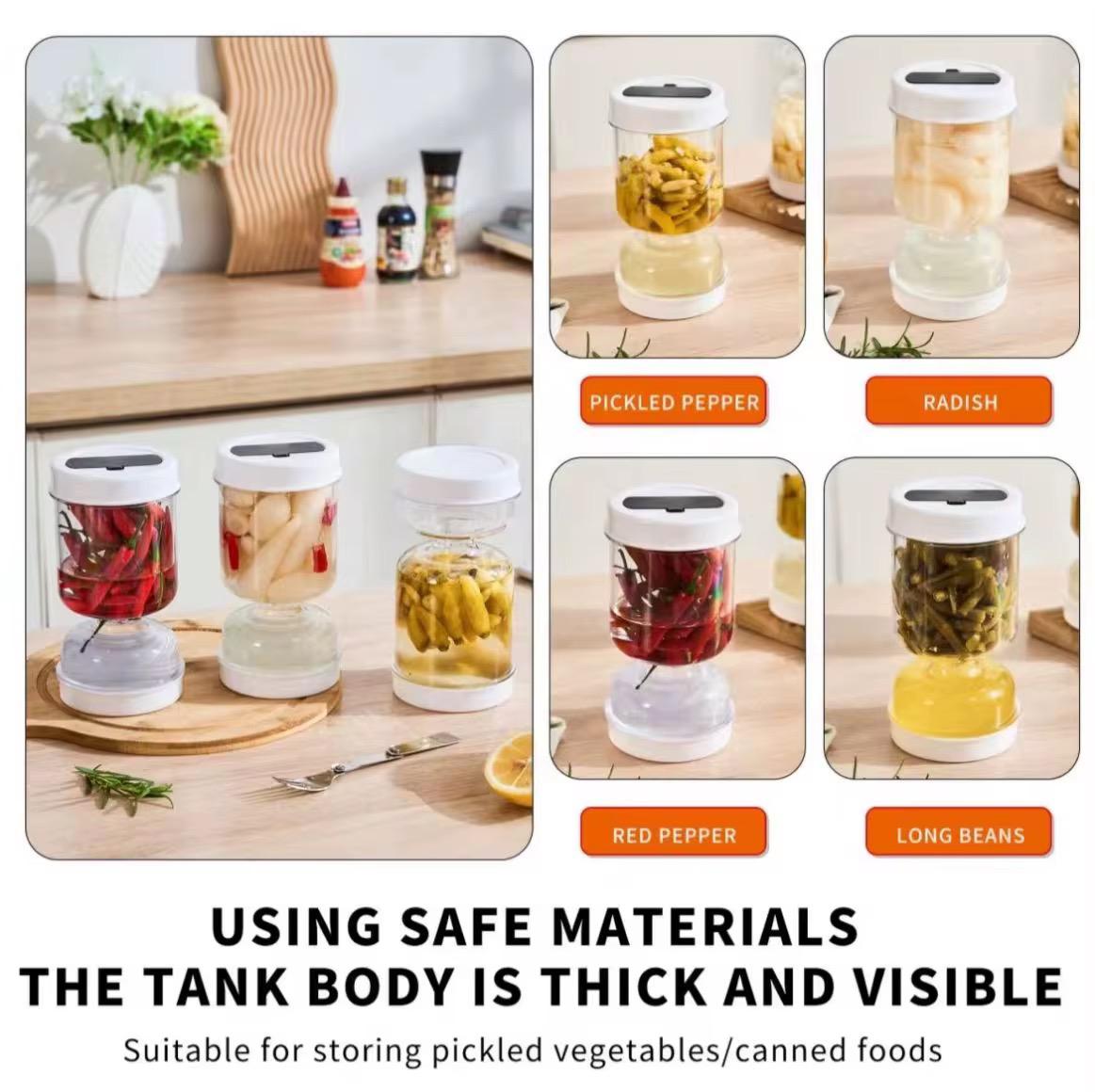 Clear Pickle Hourglass Flip Jar with Folding Stainless Steel Fork