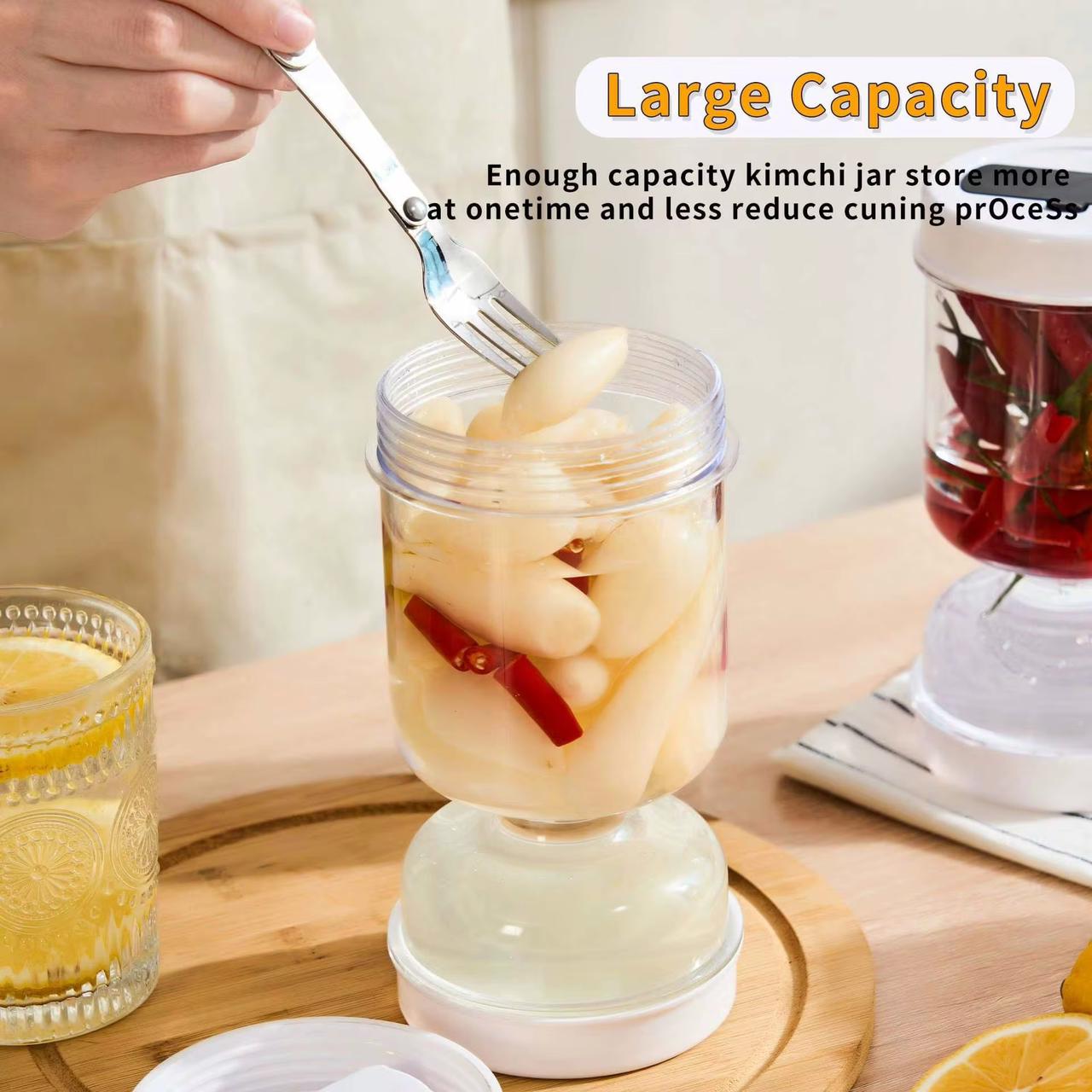 Clear Pickle Hourglass Flip Jar with Folding Stainless Steel Fork