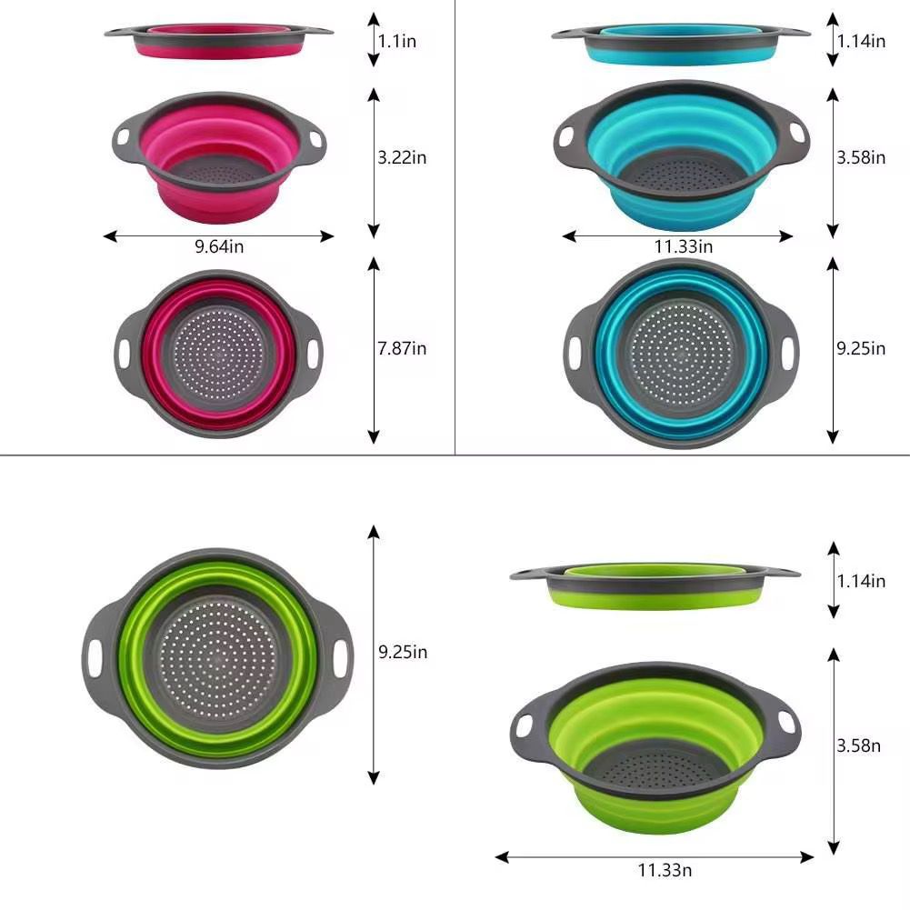 3-Piece Collapsible Silicone Strainer Set
