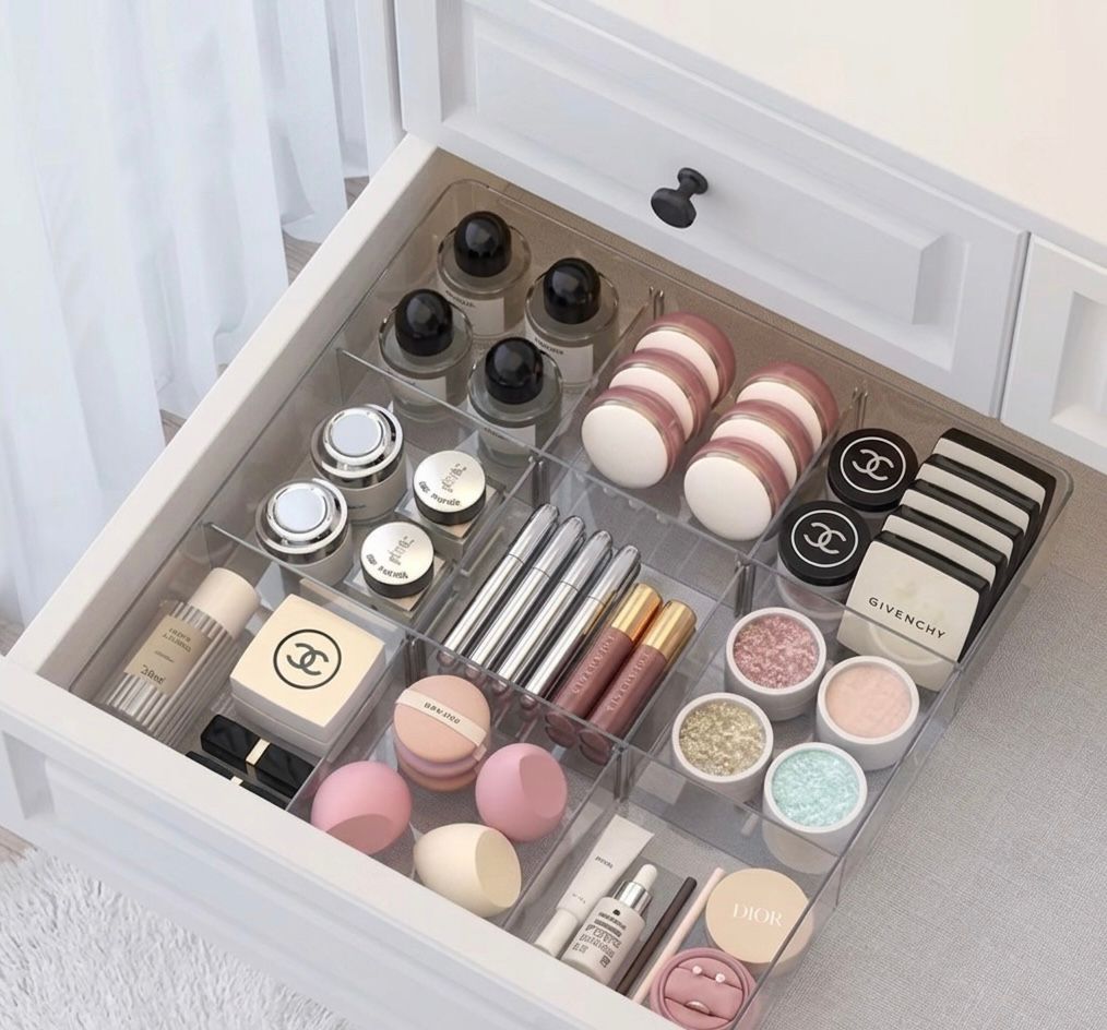 9-Grid Clear Acrylic Makeup & Drawer Organizer Tray