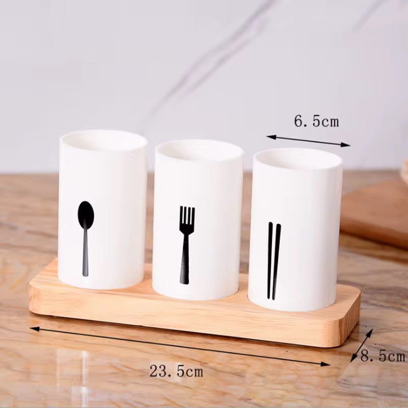 Ceramic 3-Compartment Utensil Organizer Set