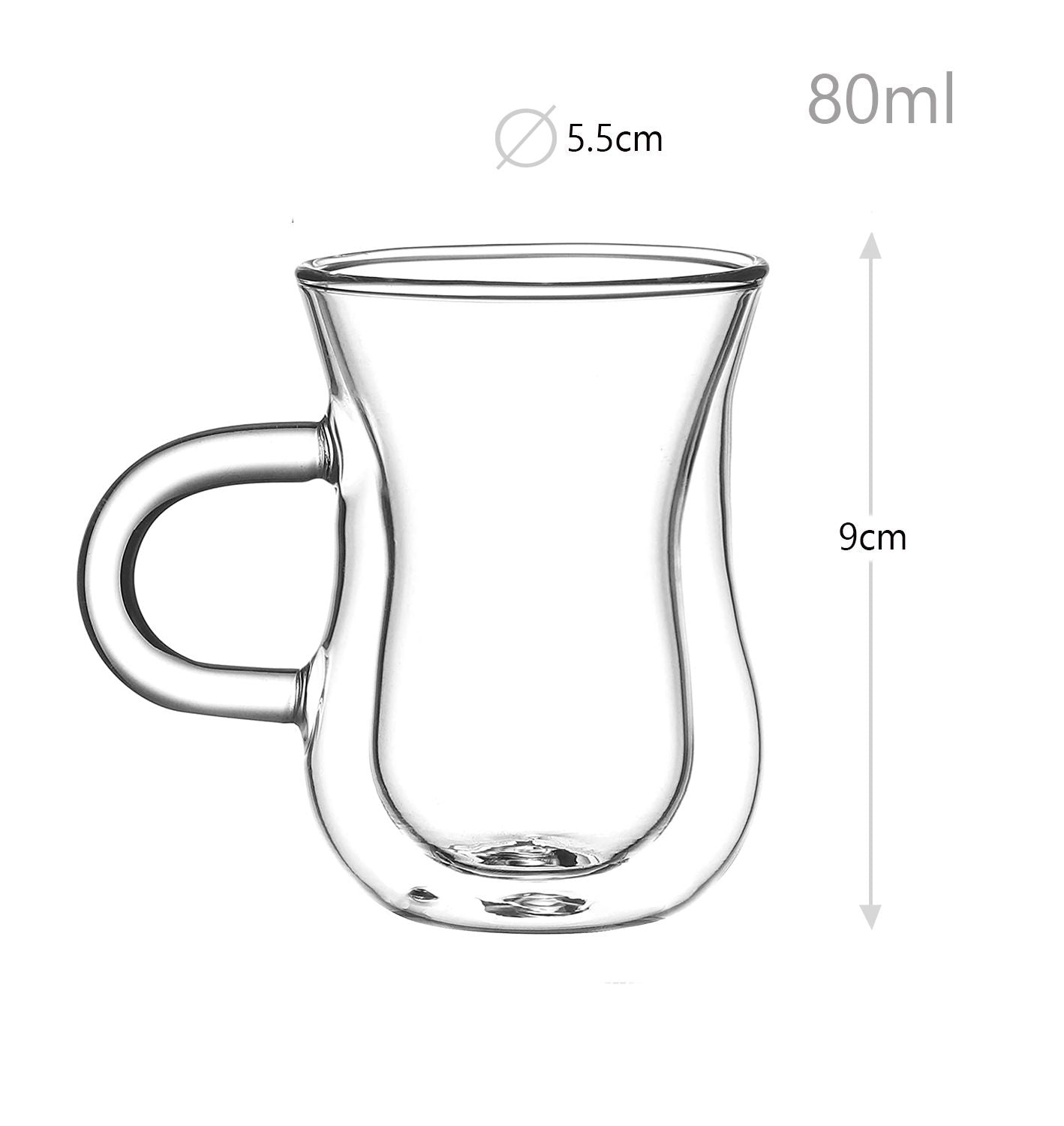 80ML Double-Wall Insulated Espresso & Turkish Tea Glass Mug-1 Piece