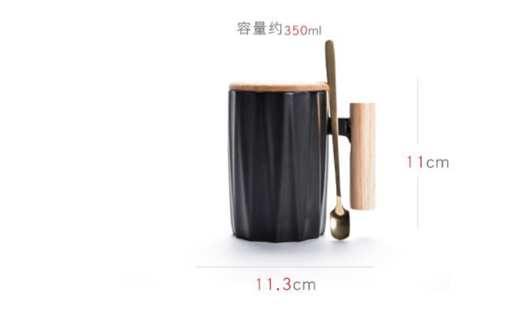Modern Ceramic 350ml Mug Set with Wooden Lid & Handle – Gift Box Edition
