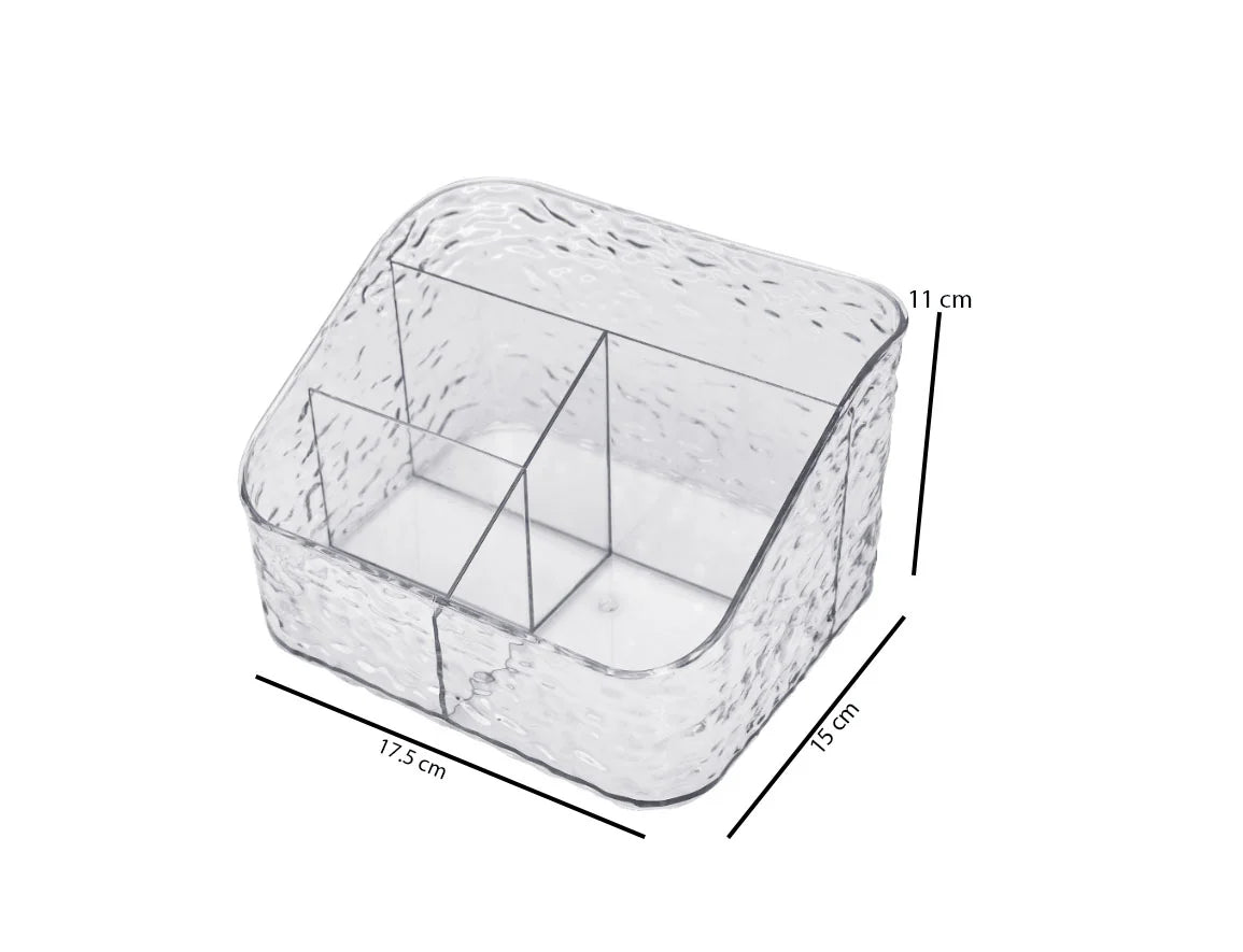 Ripple-Glass 3-Compartment Vanity Organizer
