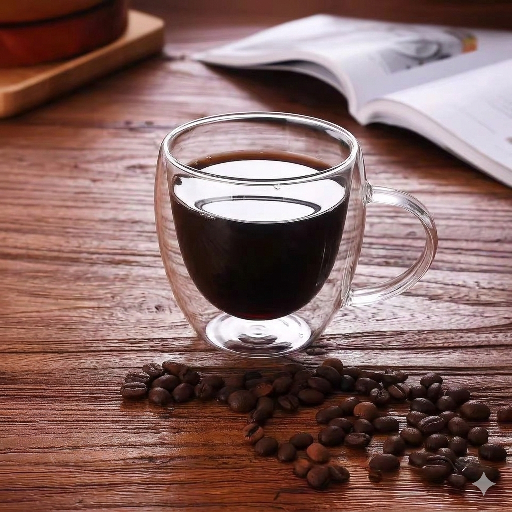 80ml Double Wall Insulated Borosilicate Glass Mini Shot Glasses Mugs for Espresso Coffee