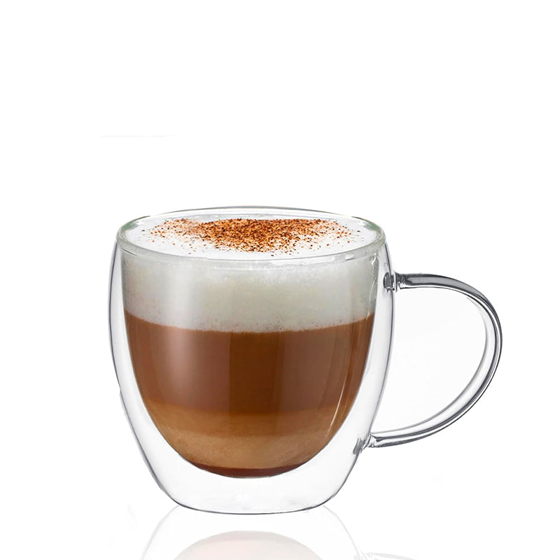 150ML Double Wall Insulated Borosilicate Glass Cups with Handle Heat Resistant Drinking Glasses Mugs for Coffee Tea
