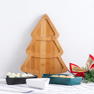 Tree Shaped Wood Handmade Art Deco Serving Tray