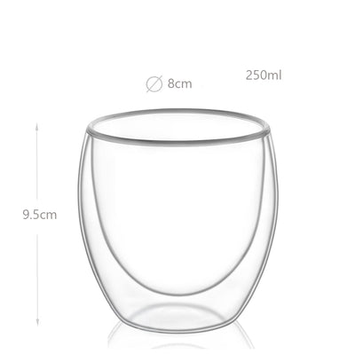 250ML Double Wall Insulated Borosilicate Glass Cups Heat Resistant Drinking Glasses Mugs for Coffee Tea