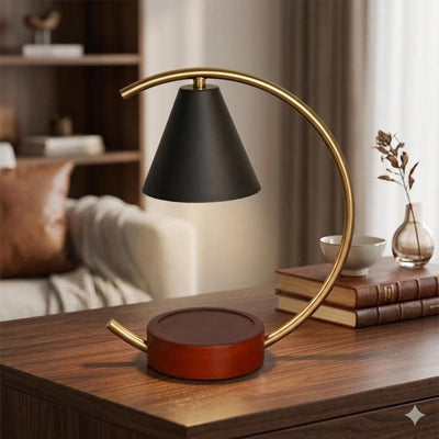 Elegant Arc Candle Warmer Lamp with Dimmer Control in Black and Red