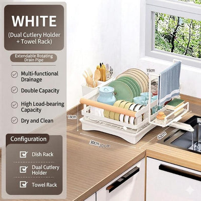 Multi-Functional Kitchen Dish Drying Rack – Arctic White
