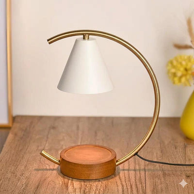 Modern Arc Candle Warmer Lamp in White and Gold