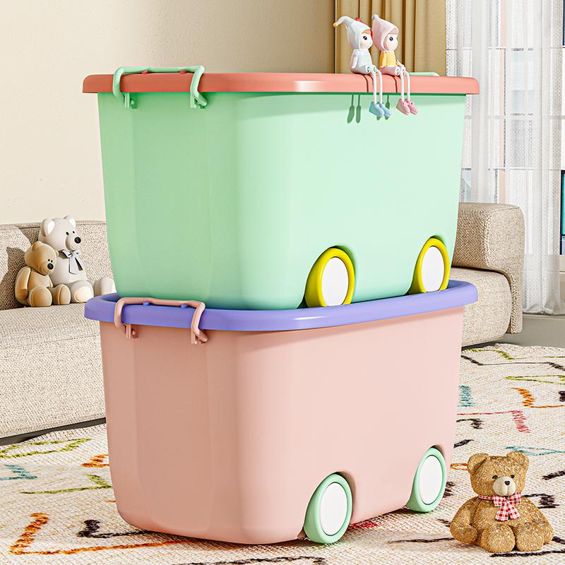 Stackable Kids' Toy Storage Organizer Bin with Wheels-1 Piece