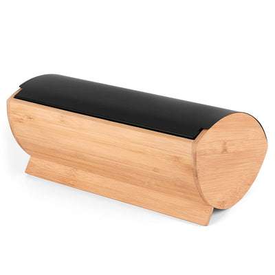 Modern Bamboo Bread Box with Roll-Top Lid – Large Kitchen Bread Storage Container