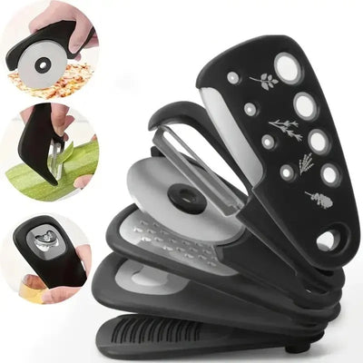 6-in-1 Manual Kitchen Utensil Set Plastic Stainless-Steel Blades