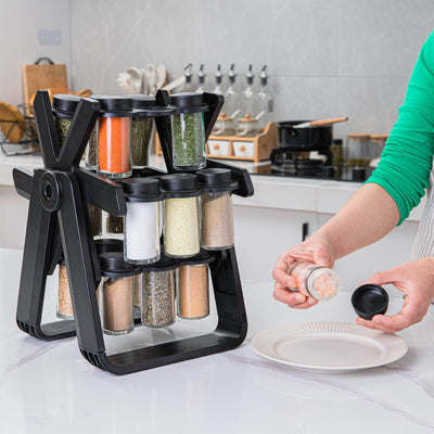 18 pieces Rotating Kitchen Seasoning Jar Set Organizer
