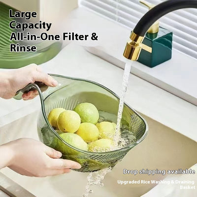Transparent Rice Washing and Straining Bowl